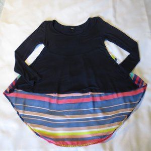 4/$14 RUE 21 womens SHIRT sheer SUPER SOFT striped BLUE size SMALL